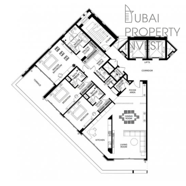 Квартира в жилом комплексе MAG THE RITZ-CARLTON RESIDENCE район Al Jaddaf, 3 комнаты, 333 м2, до центра 15300 м 