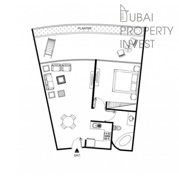 Квартира  в жилом комплексе THE WAVES  DAMAC район Dubai Marina, 1 комната, 78 м2