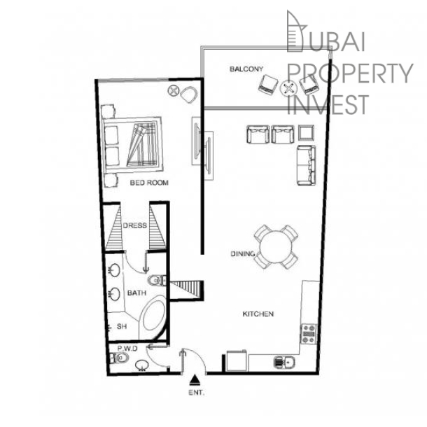 Квартира  в жилом комплексе THE WAVES  DAMAC район Dubai Marina, 1 комната, 86 м2